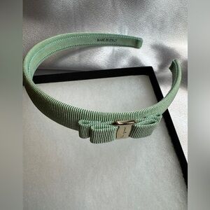 Salvatore Ferragamo Vara Bow Mint Green with Silver Hardware Headband